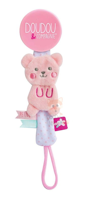  attache-sucette ours rose 